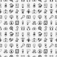 seamless doodle people pattern