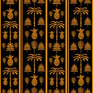 Seamless pattern with palm trees and pineapples leaves