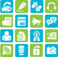 Silhouette Blogging communication and social network icons