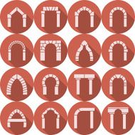 Flat icons vector collection of arch silhouette