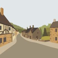 Mountain village background vector illustration N11