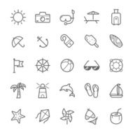 Set of Outline stroke Beach icon