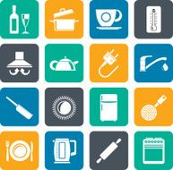 Silhouette kitchen objects and accessories icons N2