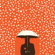 Men&nbsp;under umbrella hearts shapes rainy background for Valentines Day N2