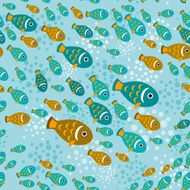 Seamless pattern with fish on a blue water background vector N2