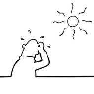 Sweating man in hot weather