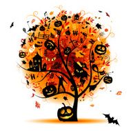 Halloween night holiday concept tree for your design