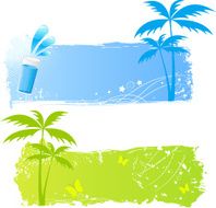 Two grungy palms banners
