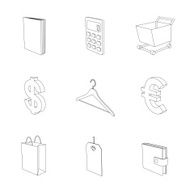 outline gray 3D icon set 06