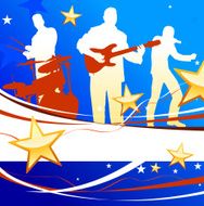 patriotic live music band on American background
