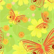seamless floral background with butterflies N7