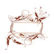 calligraphy flowers &amp; butterfly ornament on beige grunge background