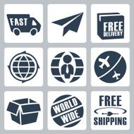 Vector isolated shipping icons set