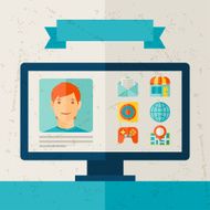 Social networking personal page in flat design style N2