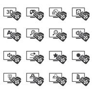 Television Functions Silhouette icons 2