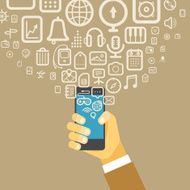 Different techno icons flows into modern smartphone N2