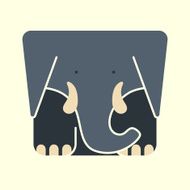Flat square icon of a cute elephant