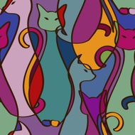 Seamless pattern of colorful African cats N2