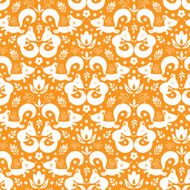 Cute geometrical foxes seamless pattern background