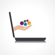 gears in hand comes from laptop