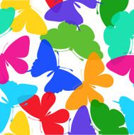 Beautiful seamless background of butterflies multi colored on a white