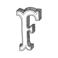 The vintage style letter F