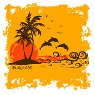 Summer illustration with tropical island