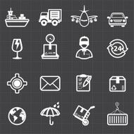 Logistic shipping transportation icons and black background N2