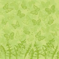 Seamless pattern leaves and butterflies