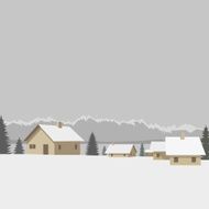 Winter mountain village background vector illustration N8