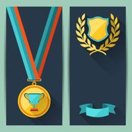 Certificate templates with trophies and awards N2