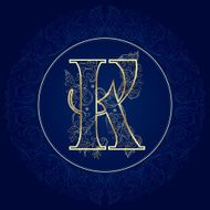 Vintage floral alphabet letter K