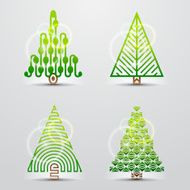 Christmas trees Set of vector symbols (icons signs)
