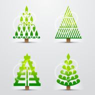 Christmas trees set of stylized signs Vector graphics