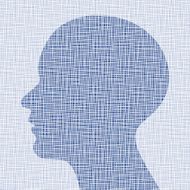 blue head profile on canvas texture