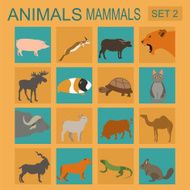 Animals mammals icon set Vector flat style N9