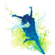 Cheerful Young Woman Silhouette Jumping For Joy N2
