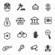 Law justice icons set N2