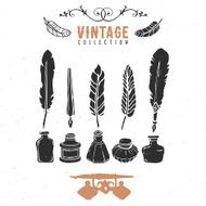 Vintage retro old nib pen feather ink collection N2