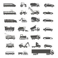 Modern and retro transport silhouettes