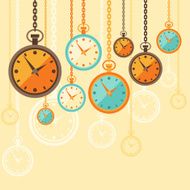 Background with retro watches in flat style