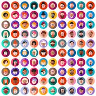 Flat male and female faces avatars N2