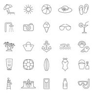 Beach line icons set Vector N2
