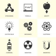 Set of black physics icons