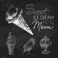 Ice cream hand drawn chalkboard design set N2