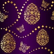 Seamless Easter background in purple and gold