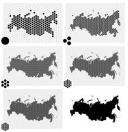 Dotted maps of Russia in different resolutions N4