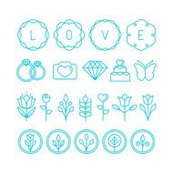 Vector love and wedding linear icons