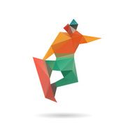 Snowboarder jumping abstract isolated on a white backgrounds vector illustration N3