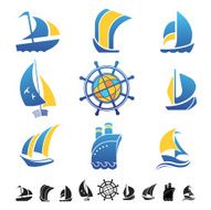 Set of sea boats